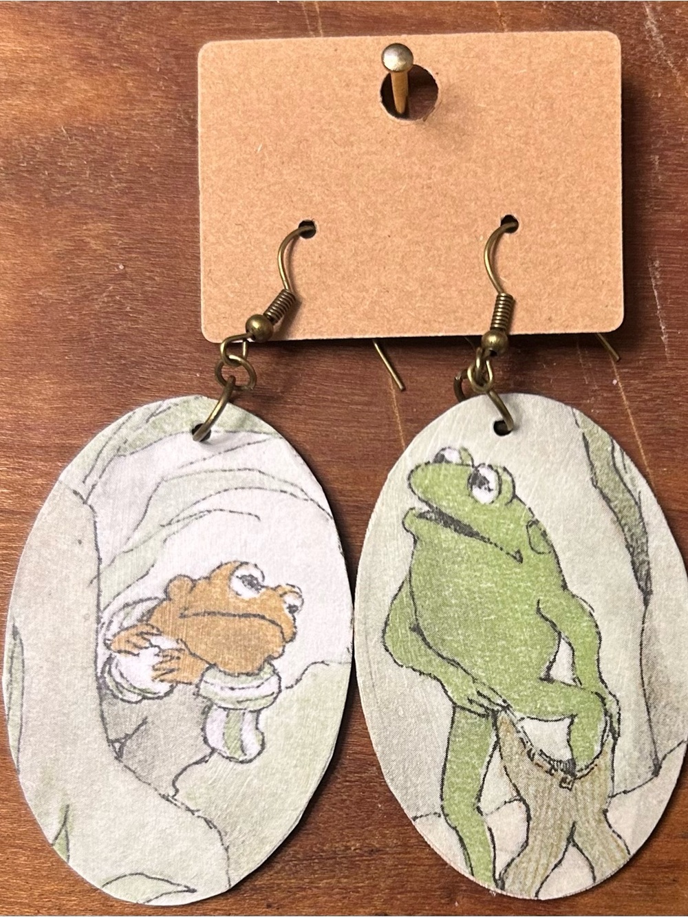 Upcycled Frog and Toad Drop Earrings